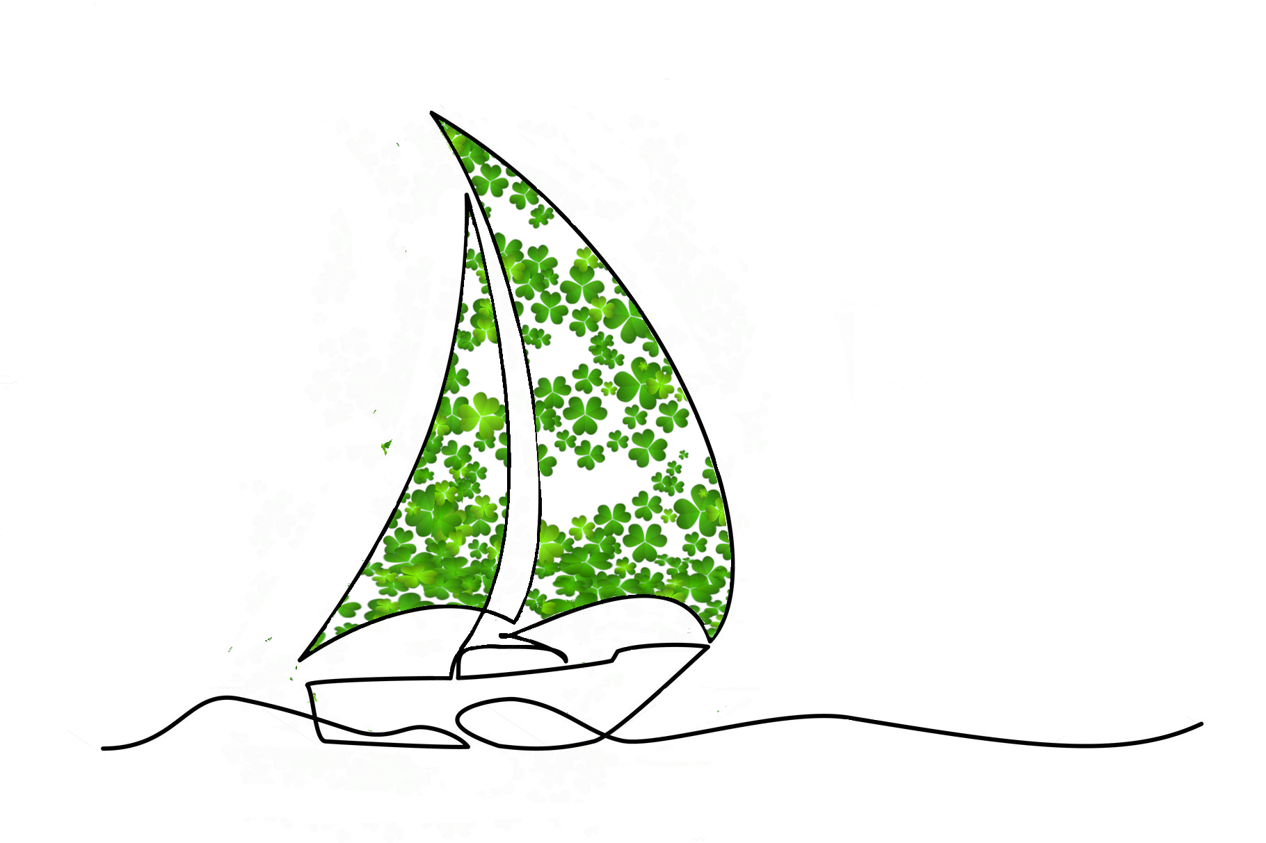 boat with shamrock sails